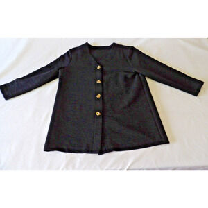 Blair Boutique Womens 16P Petites Cardigan Black V Neck Gold Knot Buttons Textur
